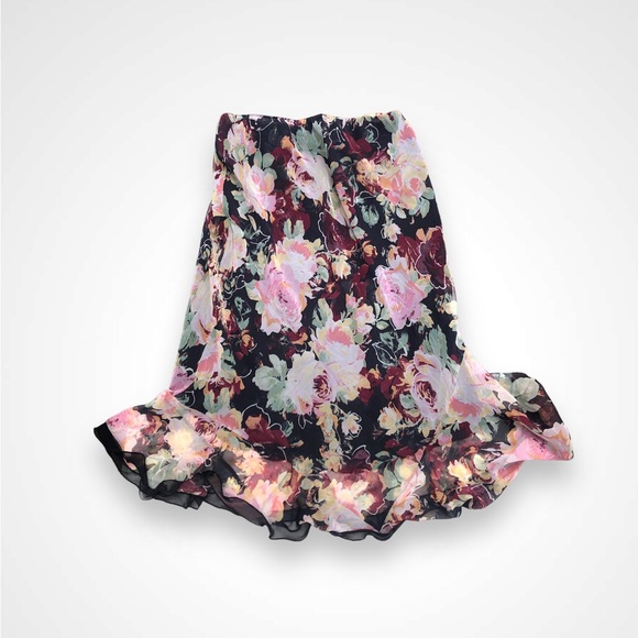 Vintage 90’s Sheer Floral Print Midi Skirt Casual Corner 10 - Picture 2 of 6